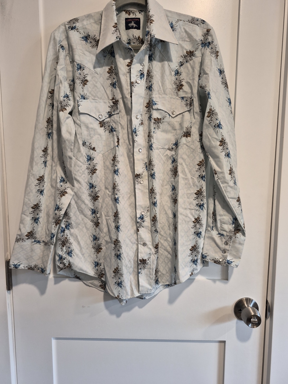 Western Floral Long-Sleeve Shirt Jacket - Light Blue